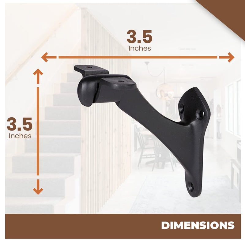 A29 Set of 2 Handrail Brackets, Heavy Duty Metal Railing Brackets, Banister Handrail Brackets for Indoor Stairs, Outdoor, Railholders- Mounting Hardware Included, Black Powder Coat, - Image 3